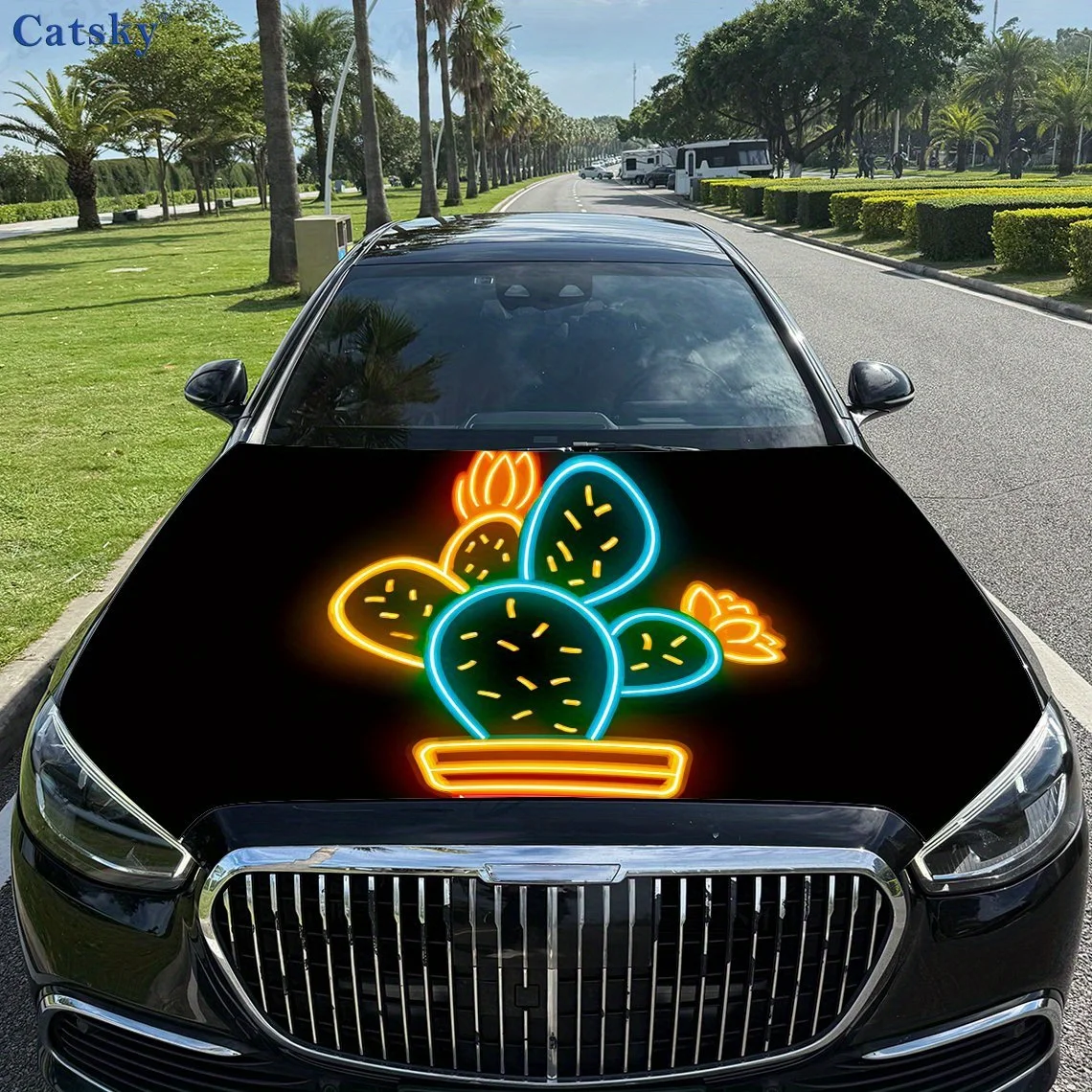

Neon Cactus print,car hood stickers,PVC waterproof Self adhesive car hood sticker,car hood decoration protection stickers,Auto A