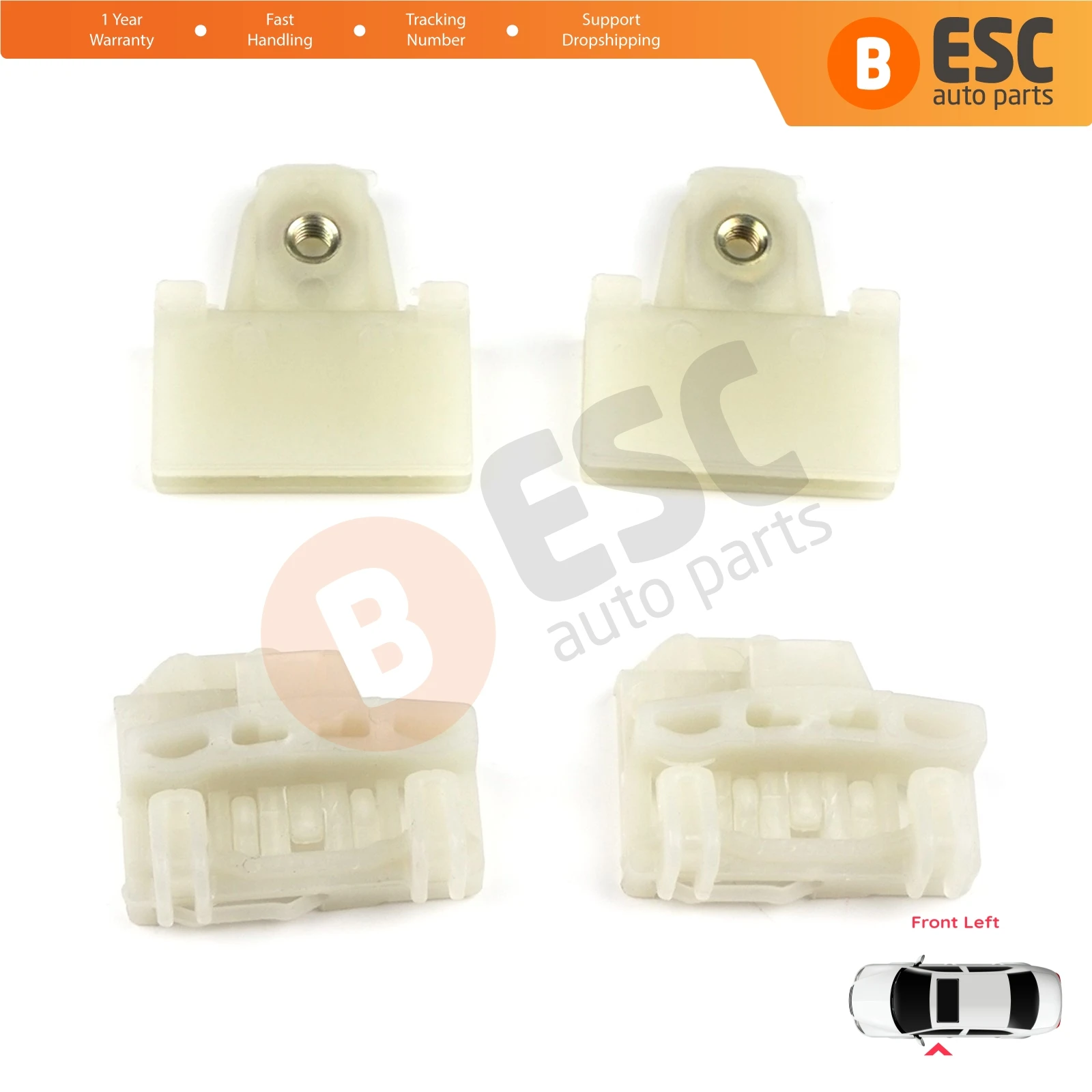 EWR46+EWR5022 Window Regulator Slider Sash Clips Front Left for Pontiac Grand Am Sunfire Alero Cutlass 6 Cavalier Malibu 1350126