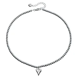 New Trend Fashion Accessories Ins Style Love Pendant Titanium Steel Necklace Geometric Beaded Clavicle Chain Necklace for Women