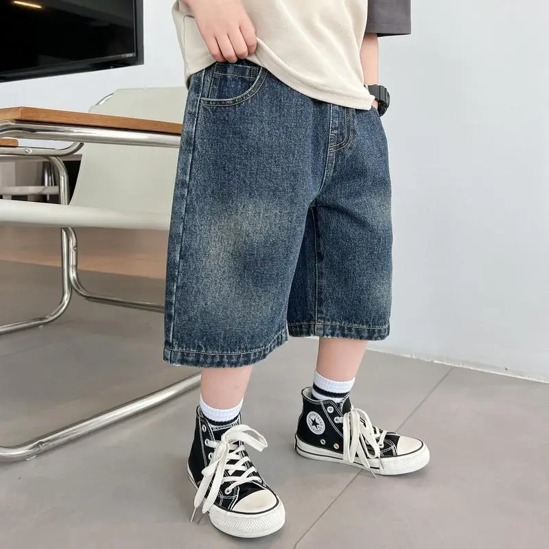Premium Kids Boy's Summer Casual Denim Shorts 2026 Lightweight Breathable Soft Fabric Mid length Boys Shorts For Summer Vacation