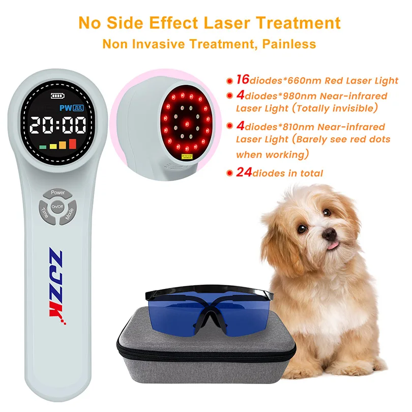 Class Iv Laser Therapy for Dogs & People Pain Relief Anti-inflammation Tissue Repair 4x980nm 4x810nm 16x660nm 24 Diodes 1760mW