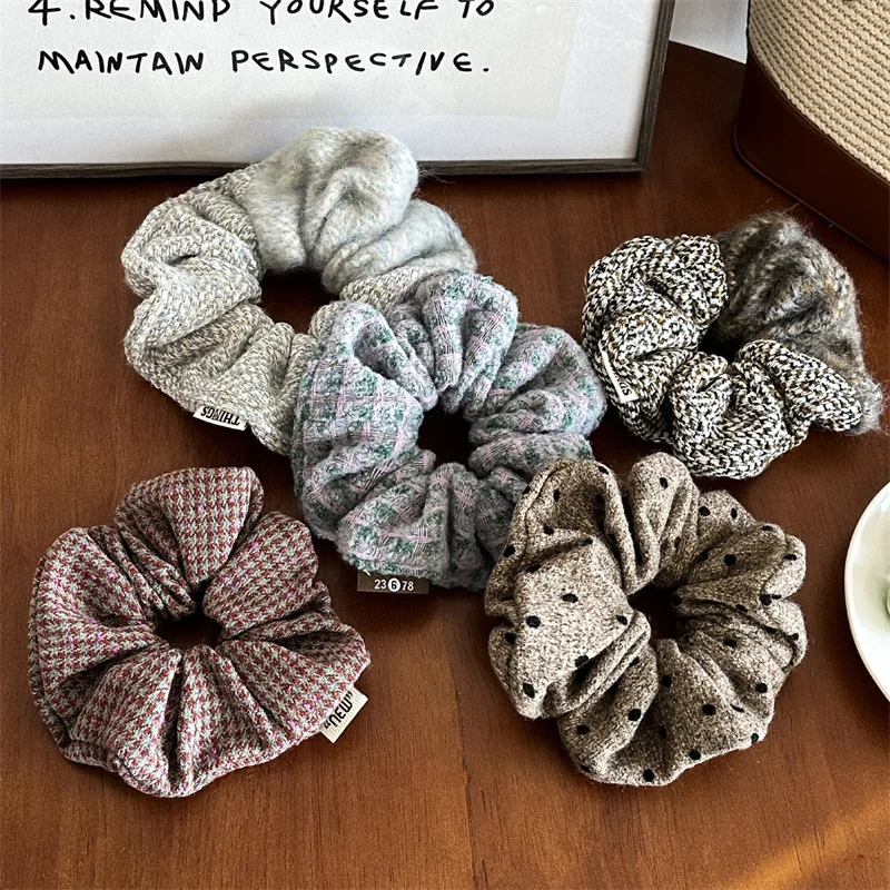 IWinter Chunky Fabric High-end Version Large Splicing Style Hair Circle For Elegant Female Senior Elastyczna gumka do włosów