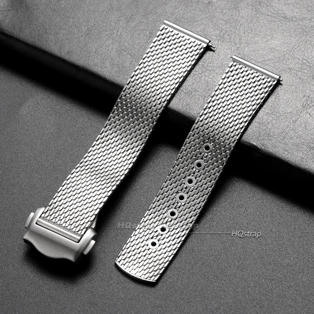 Stainless Steel Watch Strap 20mm For Omega Seamaster 007 300 for Speedmaster Mesh Bracelet Folding Buckle Business Wristband view 3