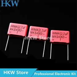 2pcs Original WIMA 2.2UF 63V RED MKS4 15MM Film Capacitor Hi-Fi Audio Capacitors 63V 225 2.2UF