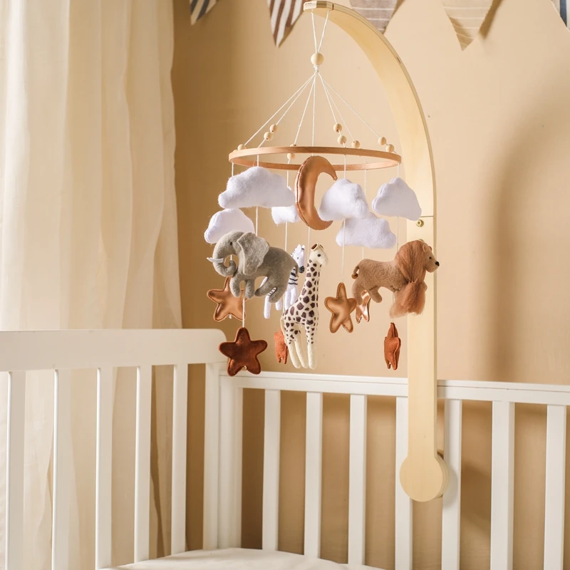 Sonajero de juguete para bebé de 0 a 12 meses, soporte de campana para cama, móvil de madera, campana para cama de ganchillo para recién nacido, soporte para juguetes colgantes, juguete para cuna infantil
