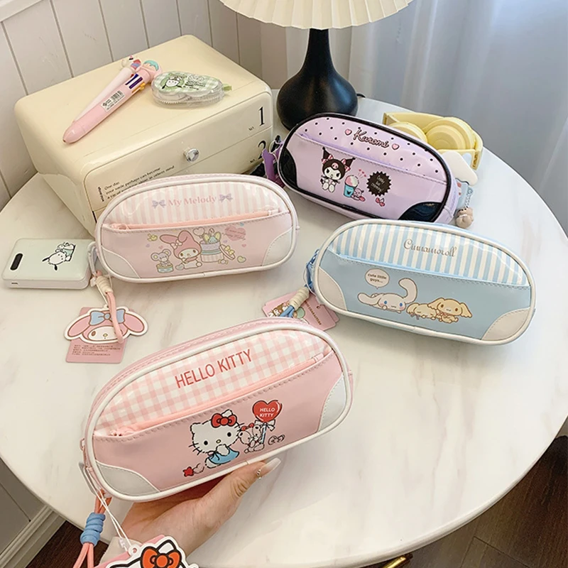 Cinnamoroll Kuromi My Melody Pompompurin Sanrio Pencil Pouch Pen Case Cute Cosmetic Bag Girls Student Supplies Stationery Gifts