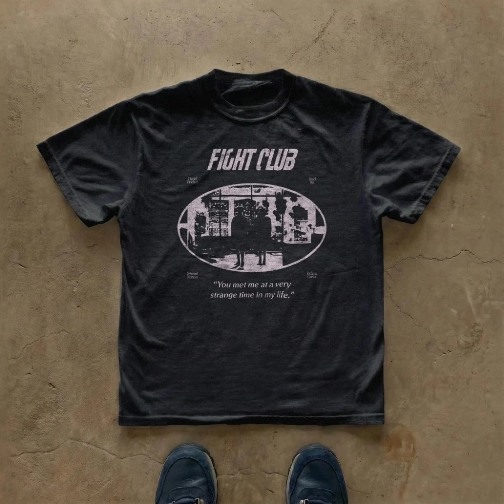 Fight Club Movie T-Shirt Dark Graphic Tee Vintage Tee Clothing Graphic Short Sleeve Shirt Unisex Men Women