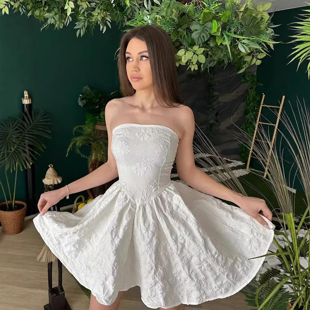 Ele Floral Embroidery Bustier Dr Sexy oulder Bared Waist Cinched A-Line  Skirt High-End Fabric Commute Sle Wom...