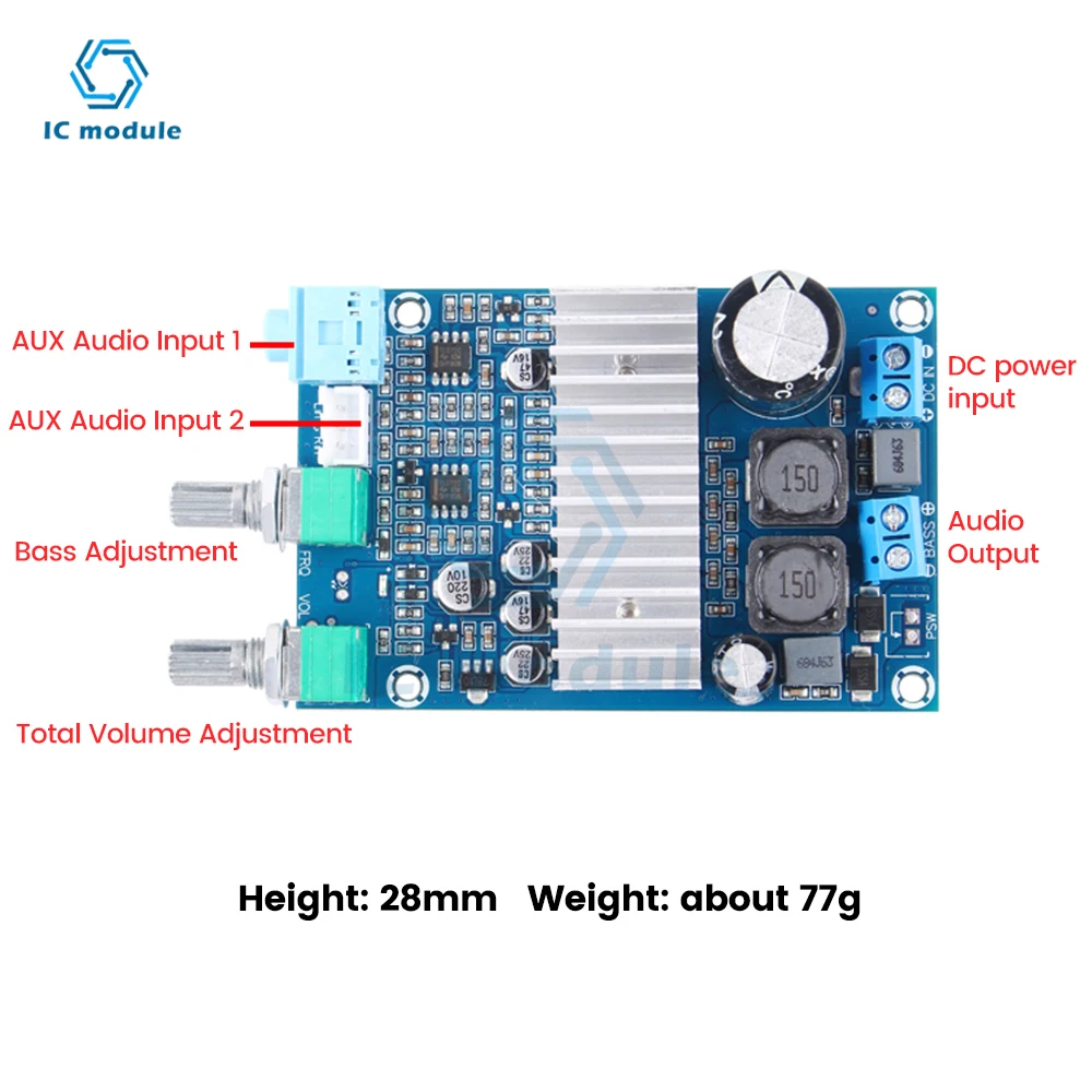 TPA3116D2 mono DC12-DC24V Digital Audio Amplifier Subwoofer Power Amplifier Board for Home Audio Car Speakers DIY