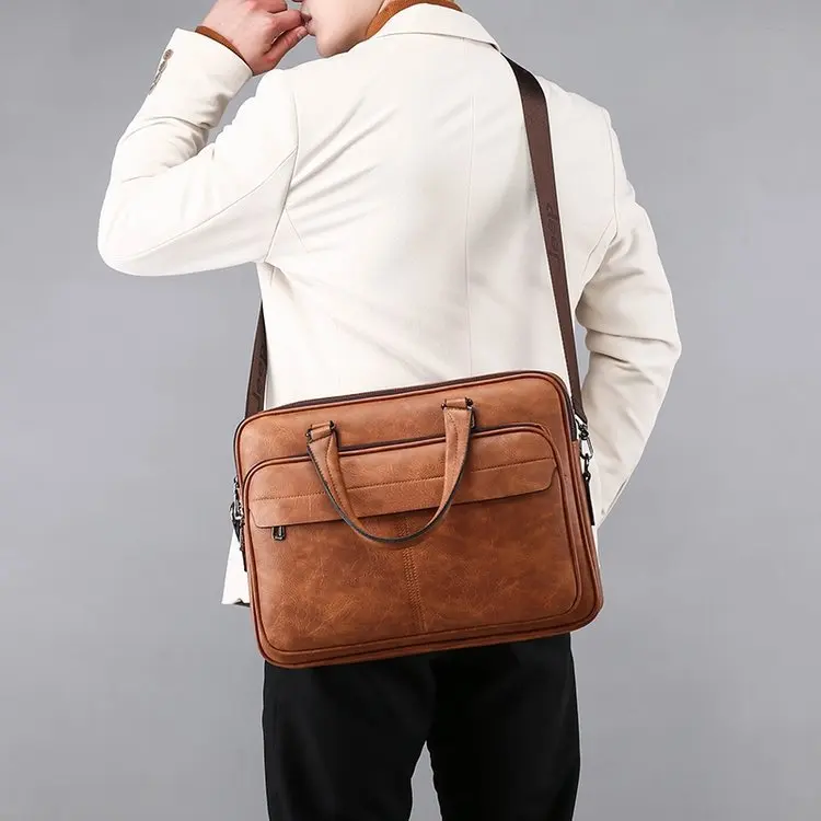 Borsa da lavoro da uomo borsa a tracolla di lusso in pelle Pu di grande capacità Tote Bolsas borsa a tracolla impermeabile nera