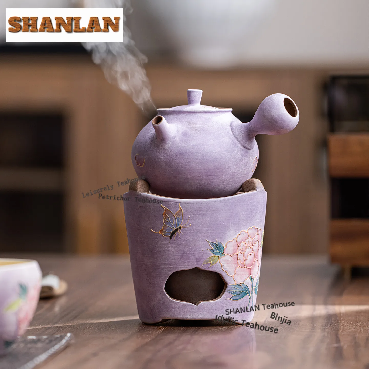 

Подставка-подогреватель для чайника ручной работы, фиолетовая, в форме пиона, для подогрева воды, угольная печь для чайного сервиза