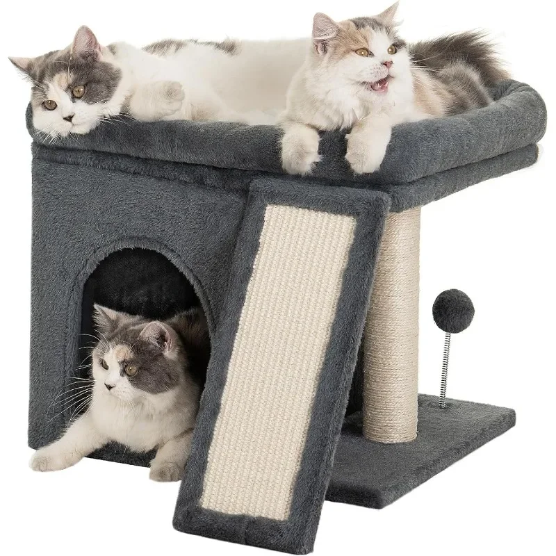 

Cat Tree Tower for Large Cat, 20 * 16.5 Inch Spacious Perch for Adult Cats, Big Condo Cave Bed for Indoor Kittens, Cat Toy