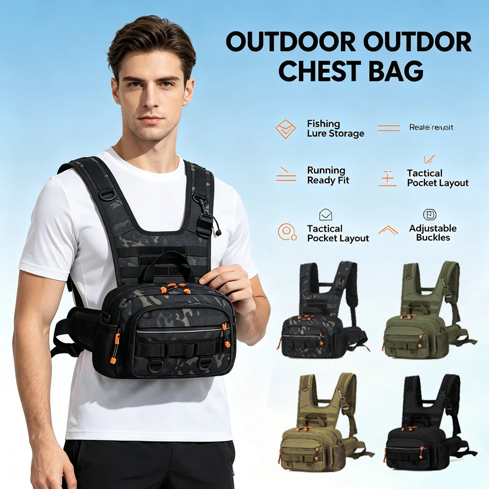 RGGMQQ 1 Stück Angel-Brusttasche, wasserdichte Fliegenfischertasche mit reflektierendem Design für Herren und Damen, ideal für Outdoor-Aktivitäten wie Jagd und Wandern. – Detail 1