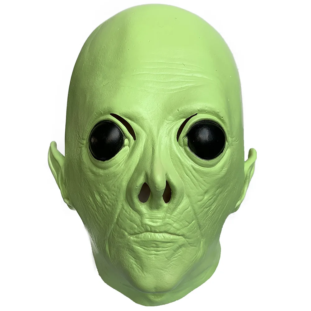 Realistische Alien-Vollkopf-Latexmaske mit Großen Augen Sci-Fi-Kreatur-Kopfbedeckung für Halloween-Cosplay, Maskerade-Party und Kostümzubehör – Detail 7