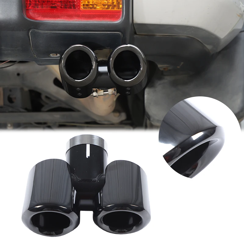 

For Toyota FJ Cruiser 2007-2021 Stainless Steel glossy black Car Tail Throat Exhaust Pipe Decorative Frame Sticker Accessories