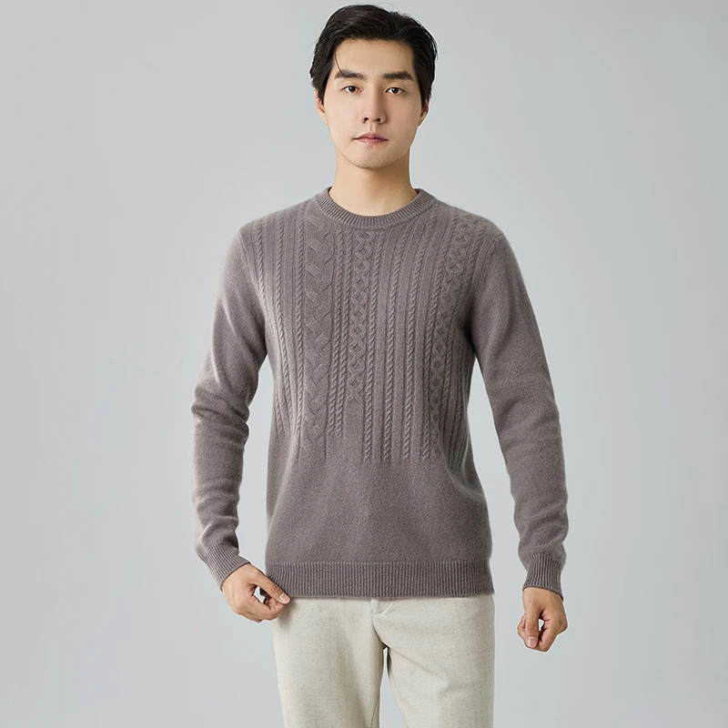 Goat Cashmere Sweater Men\'s Round Neck Autumn And Winter New Thick Sweater Long Sleeve Pullover Business Casual Bottoming Coat.