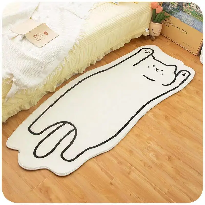 

Cute Furry Rug Cartoon Cat Kid Carpet for Bedroom Non-slip Bedside Area Rug Cute Soft Floor Mat for Living Room Table Mat Decor