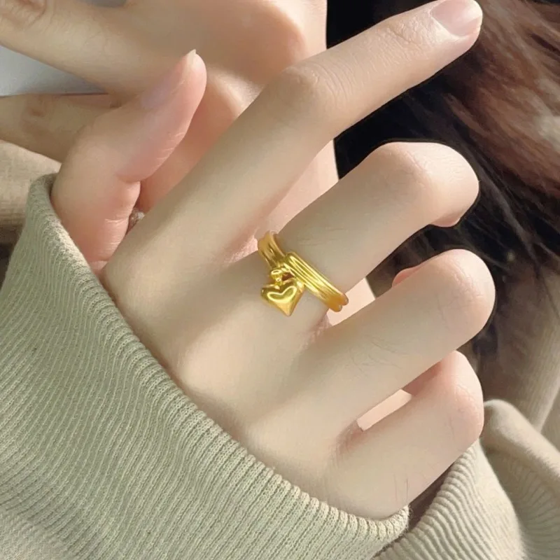 Xiaohongshu نفس الذهب خاتم الحب الذكي المرأة المتخصصة الأزياء الخفيفة الفاخرة عالية الشعور افتتاح حلقة قابلة للتعديل