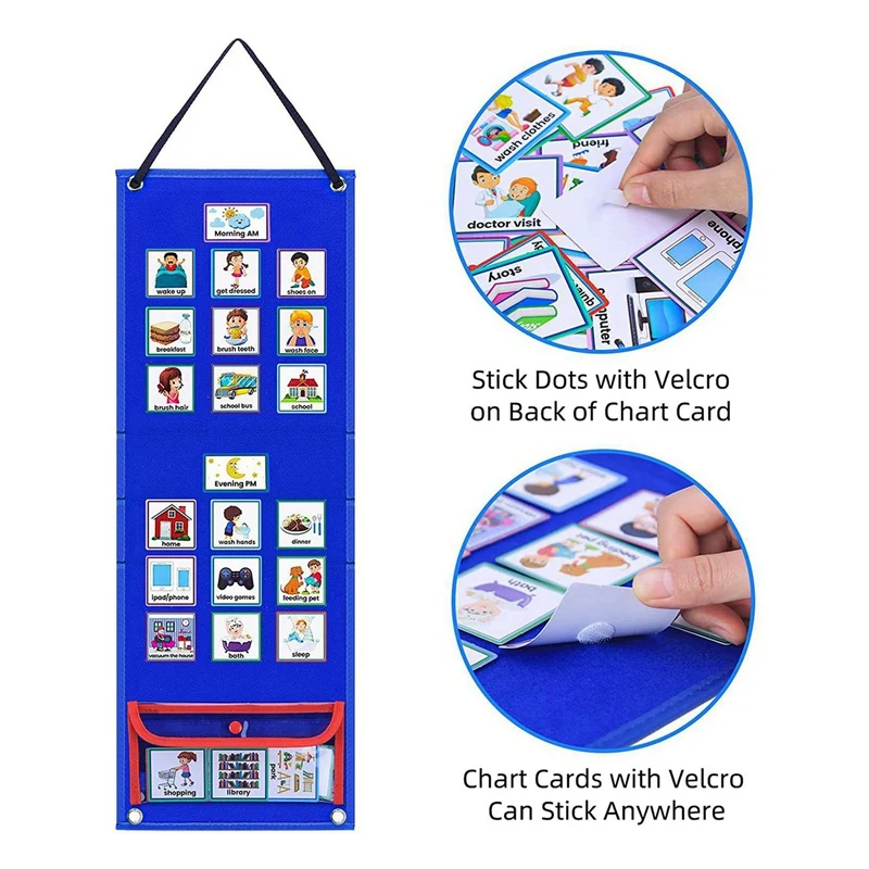 2X Visual Schedule For Kids Daily Routine Chart With 140 Cards Calendar Pocket Autism Learning Behavioral Tool