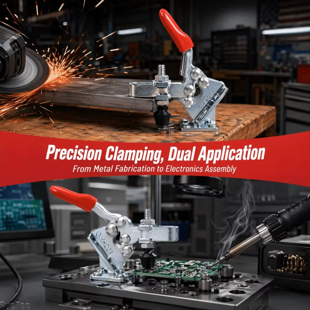 5‑Pack Quick‑Action Vertical Toggle Clamp, Galvanized Silver Work‑Holding Clamp, Anti‑Slip Handle Hand Fixing Tool