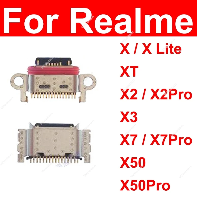 For Realme X XT XLite X2 X3 X7 X50 Pro 5G USB Charger Dock USB Charging Jack Connector Port Replacement Parts