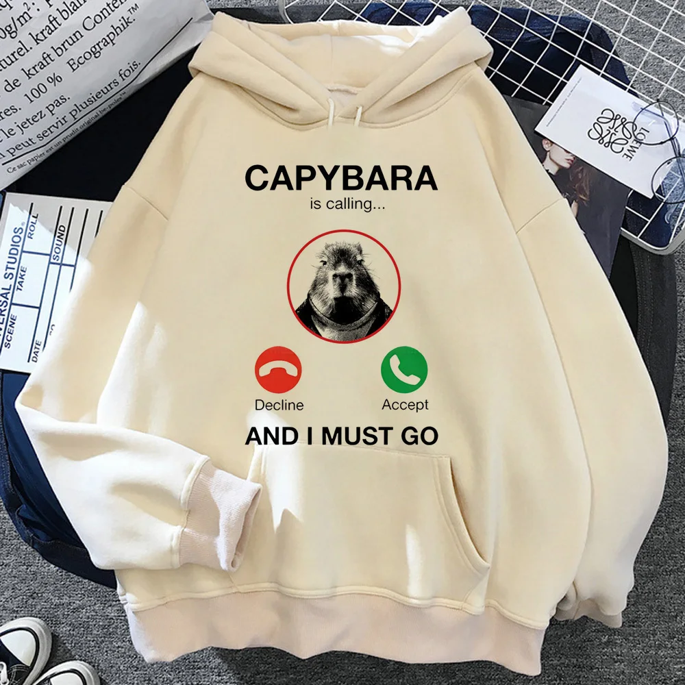 Capibara hoodie soft fabric youthful comic harajuku girl pullover comfortable youthful modern style casual wear