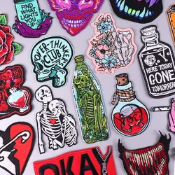 Horror Skull Patch Punk Style Embroidery Patch DIY Iron On Patches For Clothing thermoadhesive Patches On Clothes Sew Stickers
