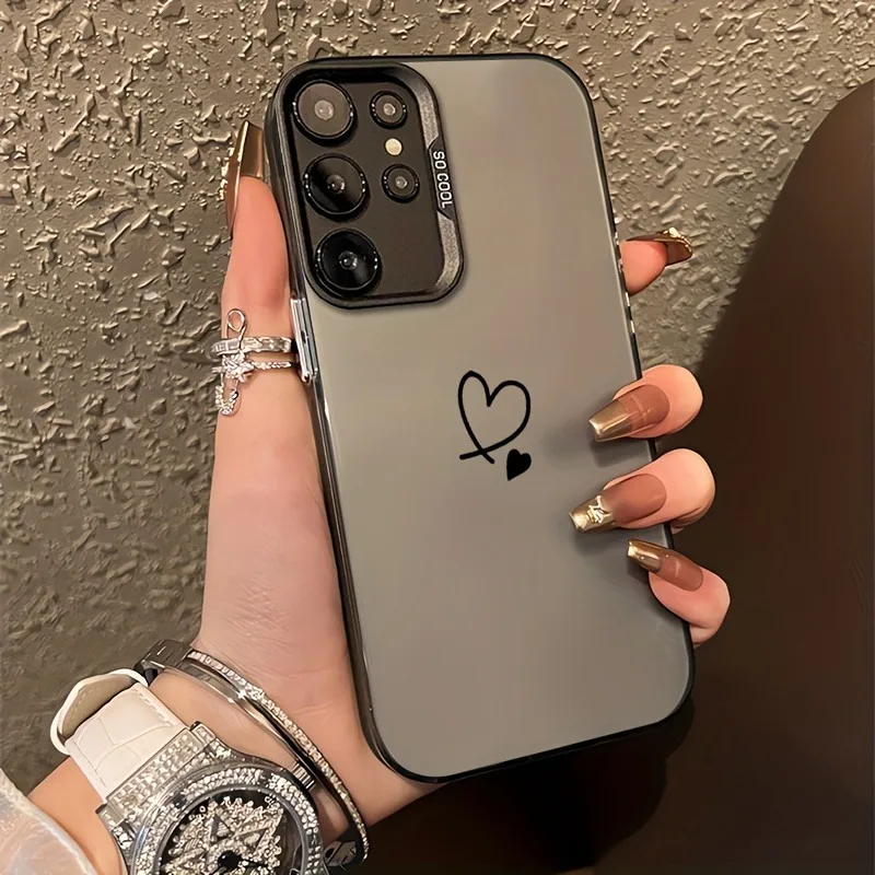 

Simple Love Pattern Silver IMD Phone Case For Samsung S24 FE Cases Galaxy S25 Ultra S23 Plus S22 A56 A54 A55 A25 A35 A52S Cover