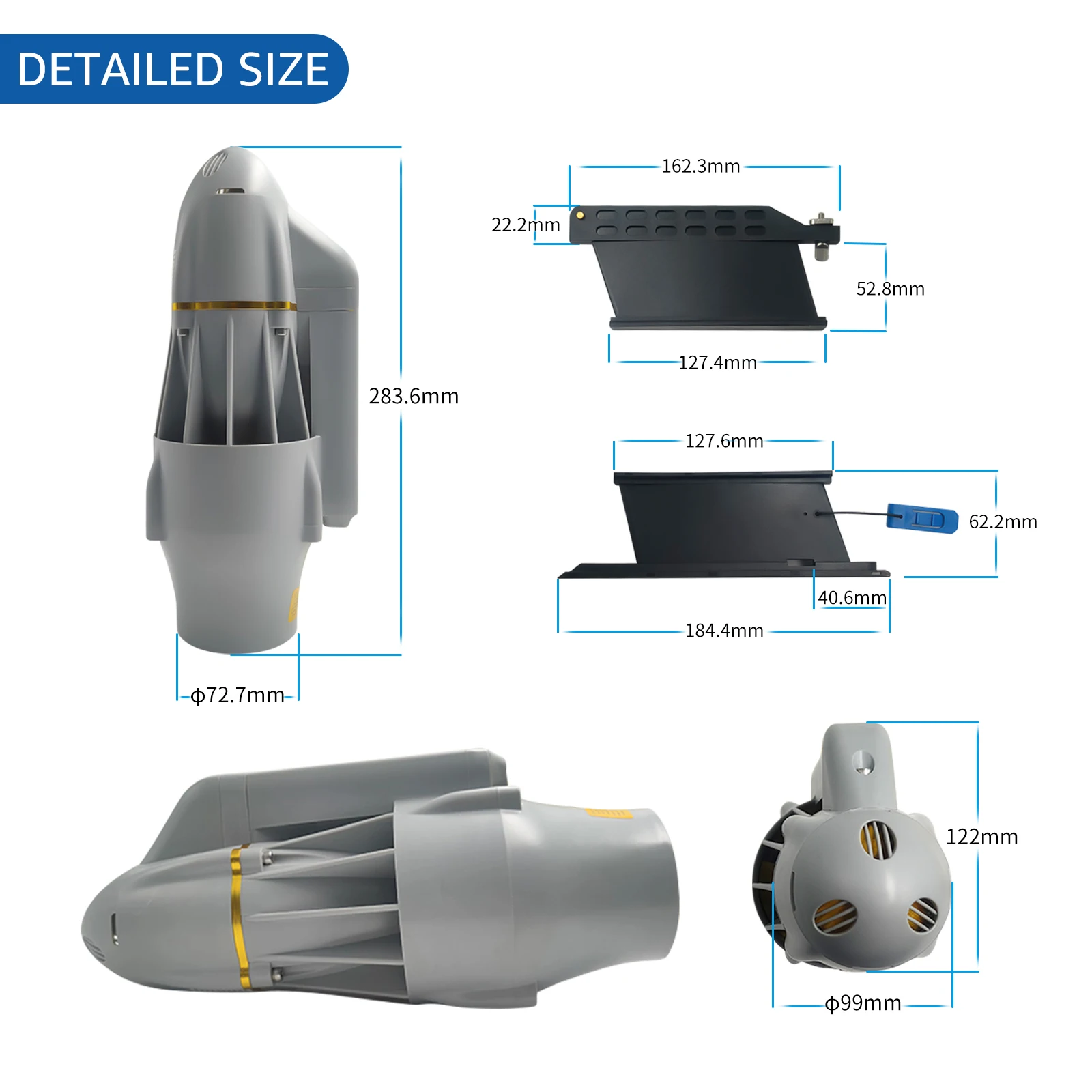 Motor submarino de aleta eléctrica, motor impermeable, paleta inflable, canoa, barco de pesca, propulsor submarino integrado ESC b