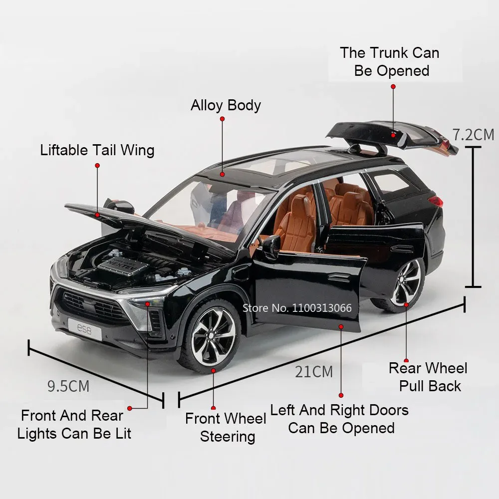 1:24 EMPOW NIO ES8 ミニチュアダイキャストおもちゃの車モデルプルバックサウンドライトおもちゃの車モデル子供大人の誕生日プレゼント
