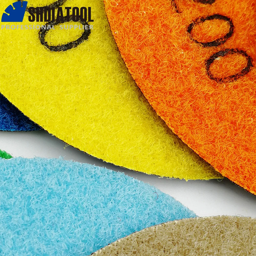 Imagem -04 - Shdiatool-diamond Dry Polishing Pads Grupo Almofadas Flexíveis Espuma M14 Plástico Velco Backer Adaptador de Haste Redonda 503000 Pcs