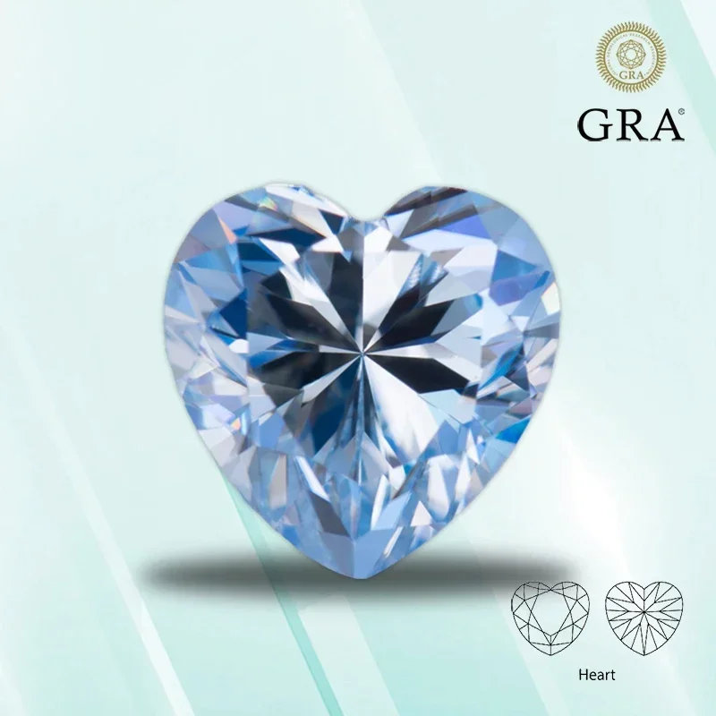 

Moissanite Stone Ice Blue Color Heart Shape VVS1 Pass Diamond Tester Charms Top Jewelry Making Materials with GRA Certificate