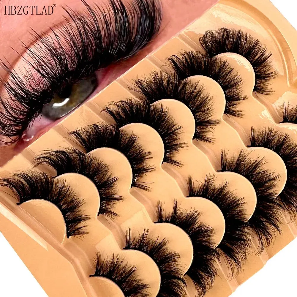 Neue 7 Paare Katzenauge Wimpern 3d natürliche falsche Wimpern 5d flauschige weiche Kreuz Manga Wimpern wispy natürliche Wimpern verlängerung Make-up