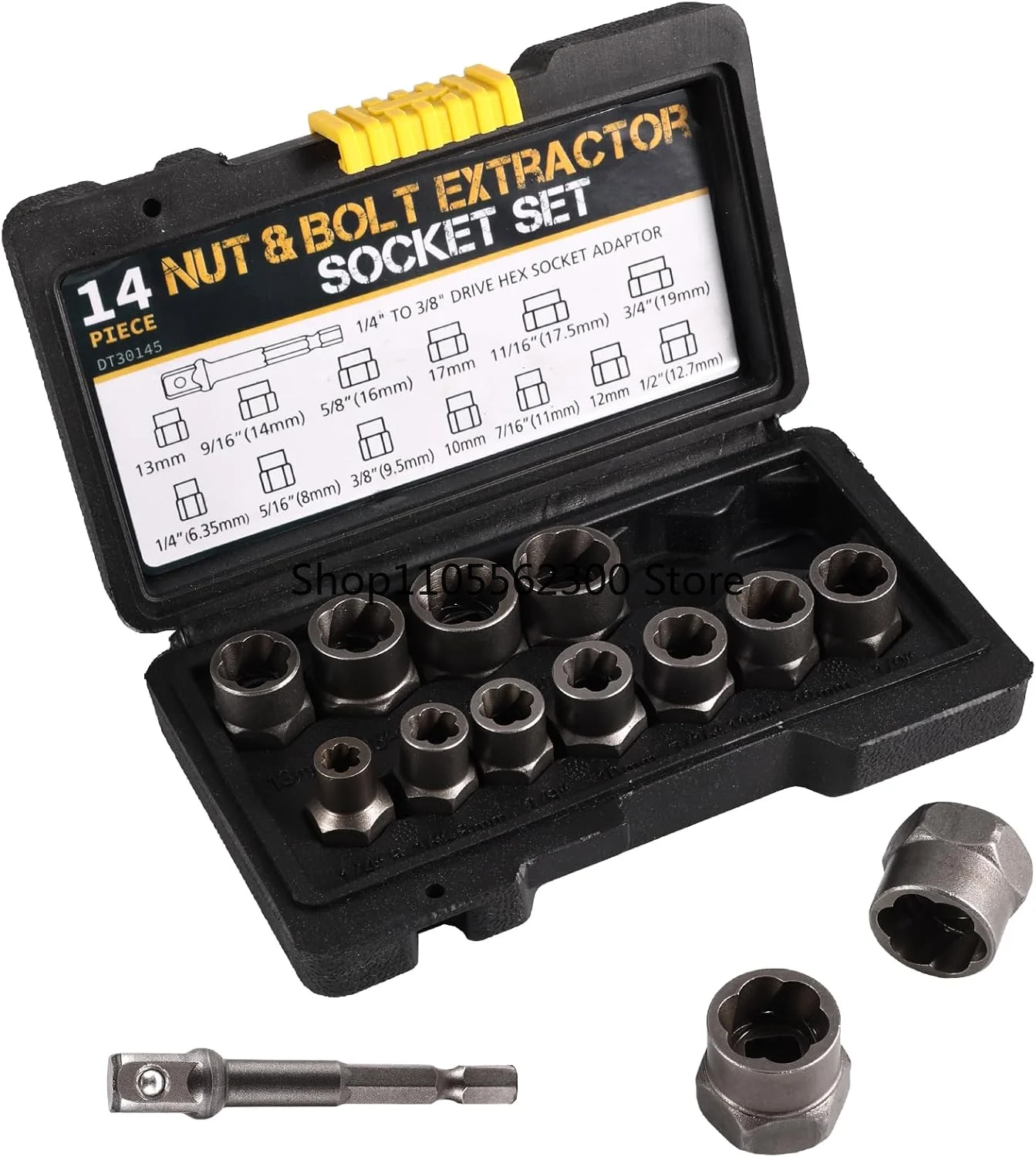 

Bolt Extractor Set, Stripped Nut Remover Twist Sockets, Fit 3/8" Square Drive with Solid Storage Case (14pcs, Black)