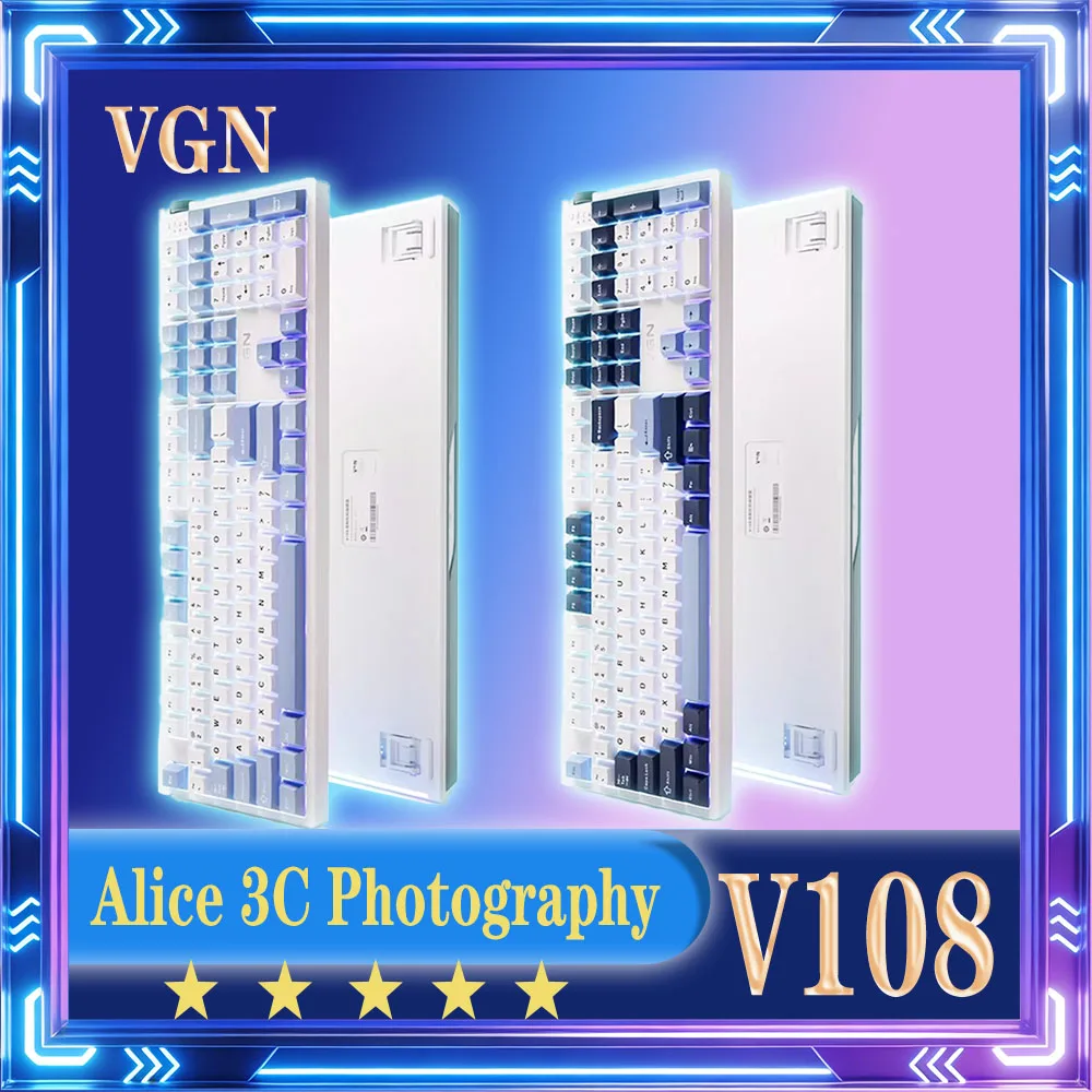NEW VGN V108 Mechanical Keyboard Wirless Low Latency Mute Esports Gaming Keyboard RGB Gasket PC Accessories Ergonomics Gift
