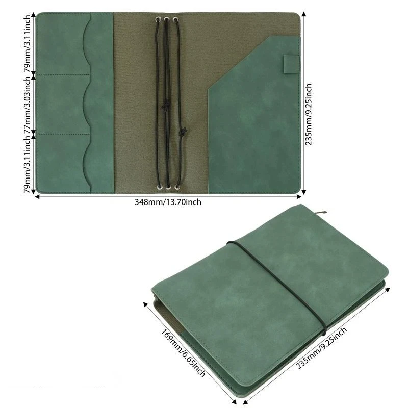 @*Refillable Crazy Horse Leather Binder Organizer Vintage Compact Notebook for Student Study Work Journaling - view 4