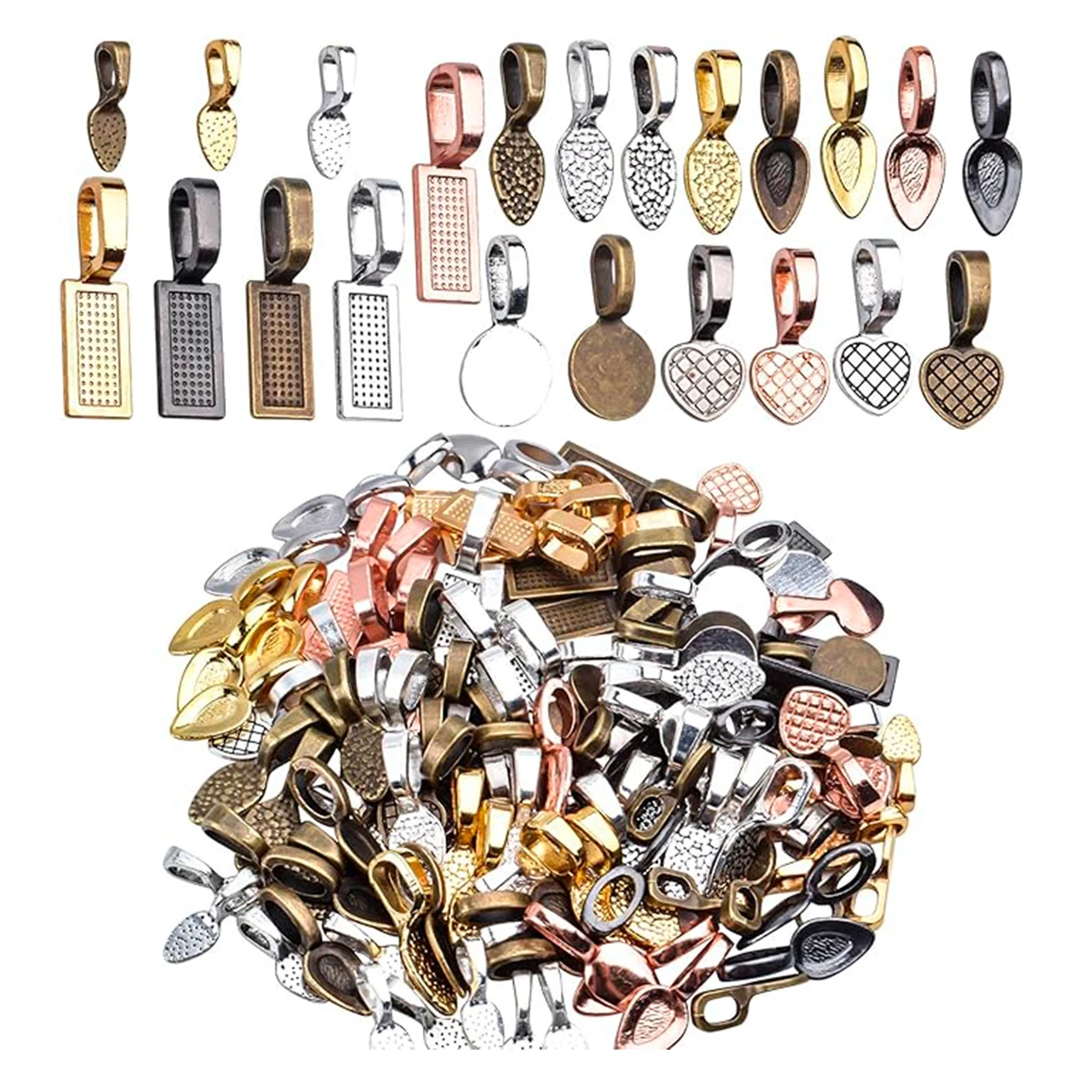 

Random Mixed 20-100pcs Tibetan Style Alloy Stick On Flat Pads Shovel Shape Pendants Charms Hangers for Jewelry Making Accessory