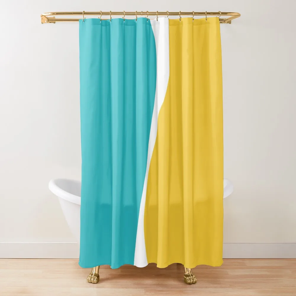 

Simple Waves 2 - Turquoise and Yellow Shower Curtain Bathroom For Shower Set For Bathroom Curtain