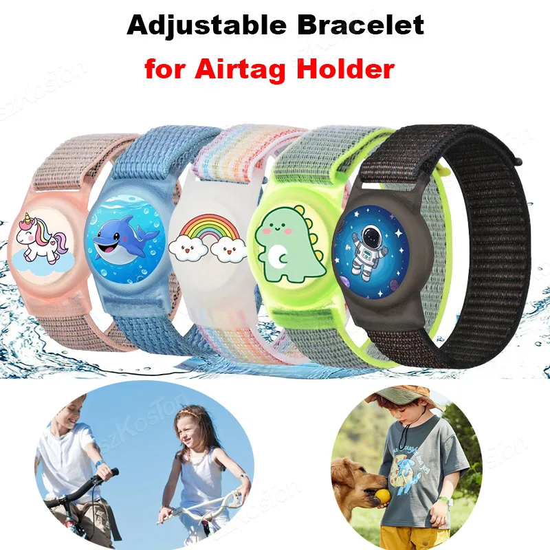 방수 조절 가능 나일론 에어태그 홀더 팔찌, 에어태그 트래커 케이스용 숨김 손목 보호 커버 (어린이/성인용)