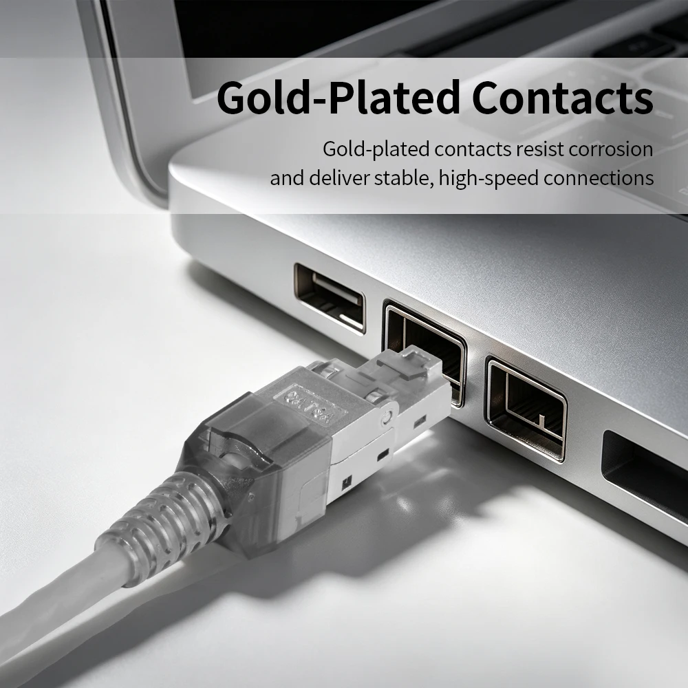 Cat6A/Cat6 Shielded RJ45 Tool-Free Termination Plug, Reusable Toolless Ethernet Connector, 10Gbps POE for Network Cables view 6