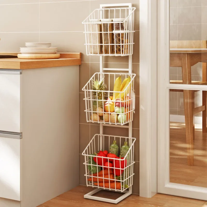 Kitchen Refrigerator Seam Storage Rack Fruit And Vegetable Basket Floor Type Saving Space Hanging Basket Multi-functional