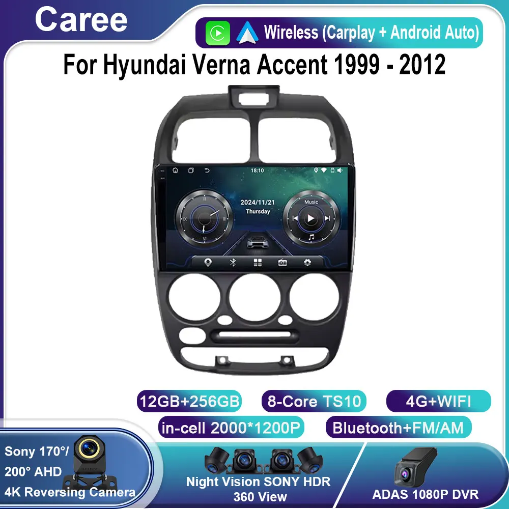 

Android 15 Radio For Hyundai Verna Accent 1999 - 2012 Auto Radio Multimedia Player Stereo Head Unit GPS Navigation No 2din DVD