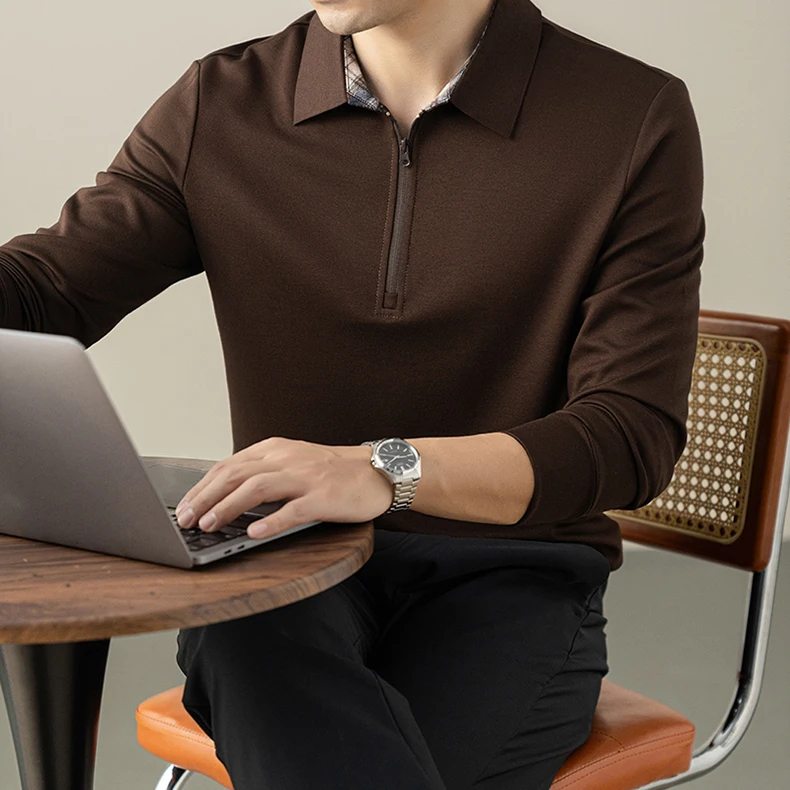 

2025 Autumn and Winter New Men's Casual Collar Sweatshirt Men's Versatile Long Sleeved T-shirt Men's Fashion Men's Base Shirt