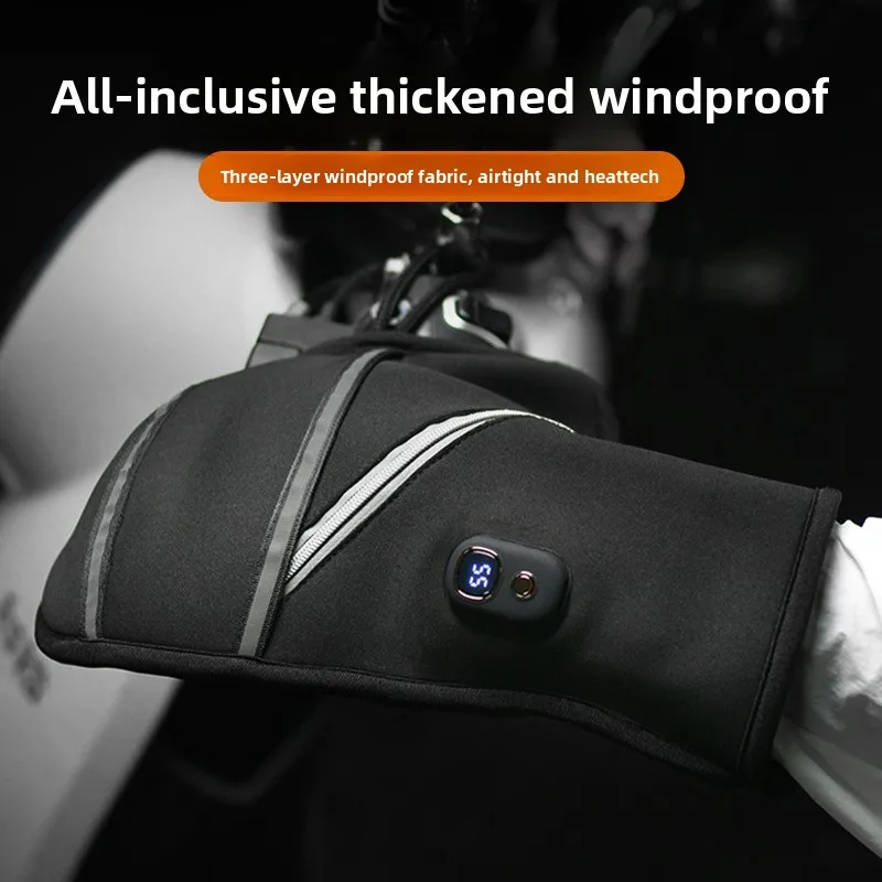 

Перчатки с подогревом для мотоцикла, велосипеда, перчатки с подогревом руля, встроенный аккумулятор, мгновенный нагрев, противоскользящие, водонепроницаемые, устойчивые к холоду
