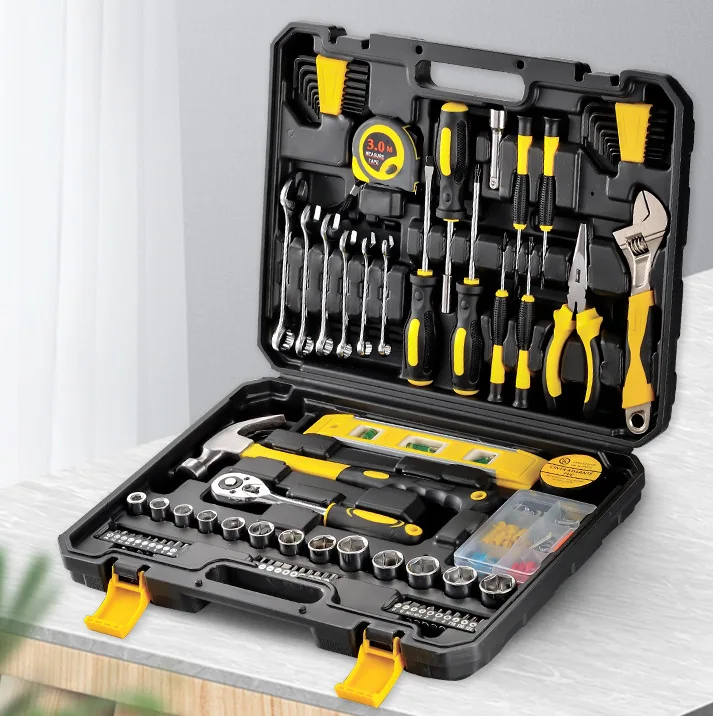 Combinación de herramientas de mano para carpintería, herramientas múltiples con caja de herramientas incluida, juego de enchufes, Hardware doméstico