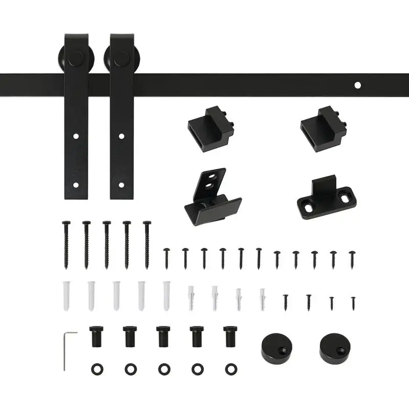Rail de 200 cm pour porte coulissante, quincaillerie de rail pour porte de grange simple en acier au carbone