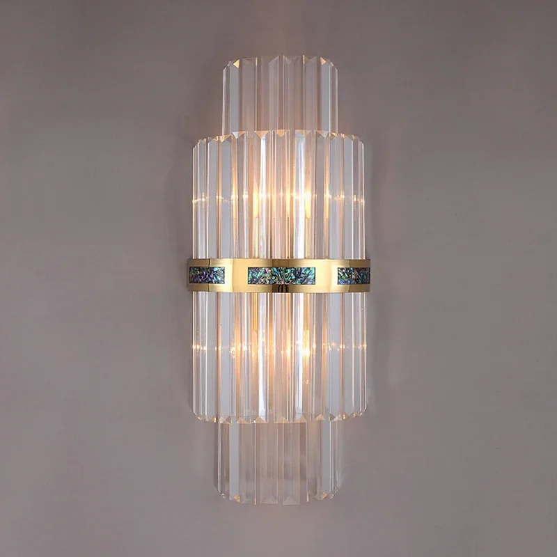 

FKL Nordic Crystal Wall Lamp Light Luxury Golden Copper Living room TV Background Wall Modern Bedroom Bedside Aisle Wall Lamp