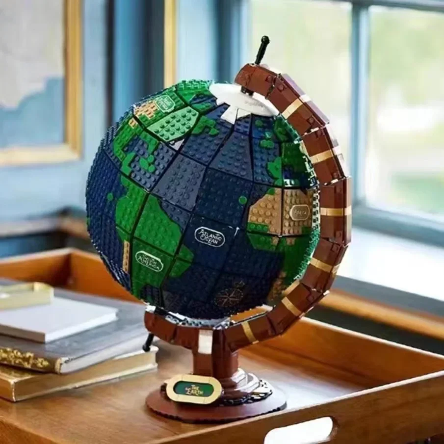 Moc Earth Globeモジュラービルディングブロック、アセンブリレンガ、教育モデル、子供の専門家、2585個、21332、2022