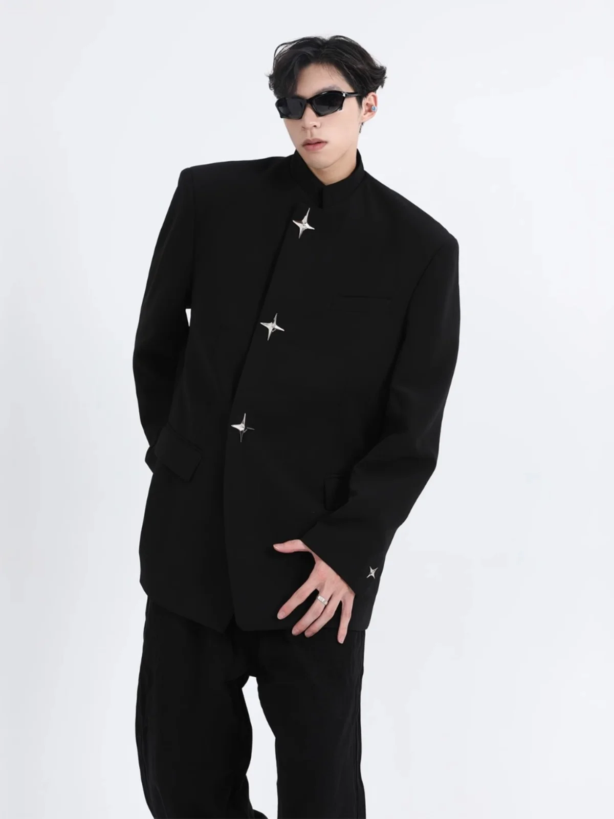 

New Chinese Sle Men's Casual Suit Jaet Stand Collar Leisure Westwear Spring Autumn Season Faionable Stand Fit Coat