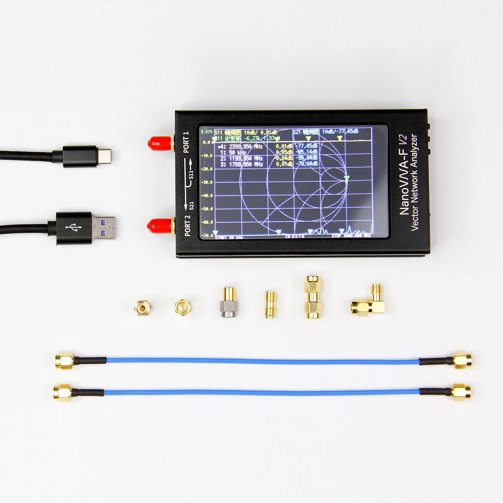 NANOVNA-F V2 3GHz Vector Network Analyzer Antenna Analyzer with 4.3